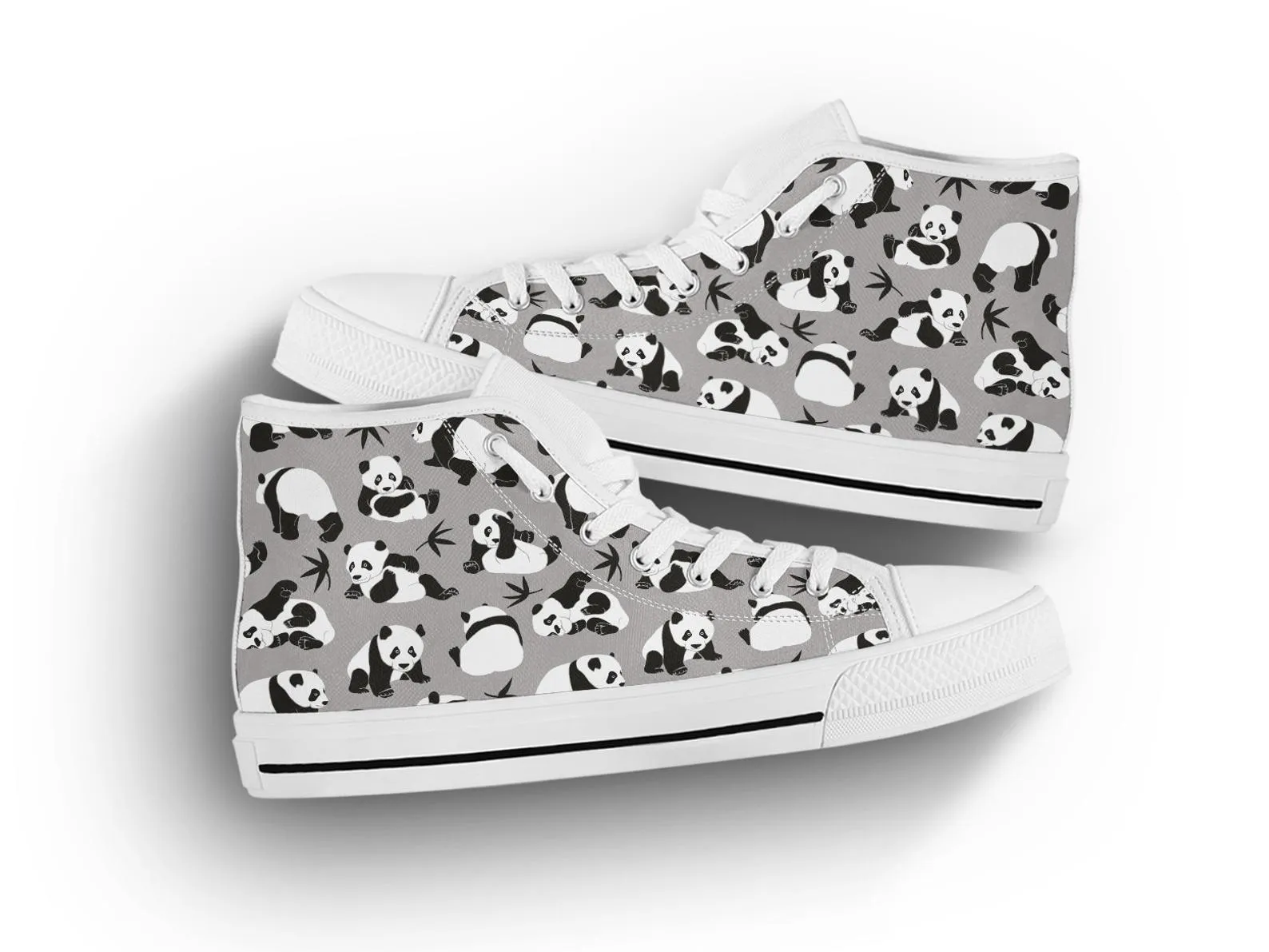 Cute Panda Shoes Panda Sneakers Cute Shoes Panda Lover Gifts Custom High Top Converse Style Sneakers For Adults Women & Men