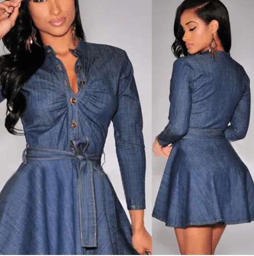 DENIM A-LINE MINI DRESS