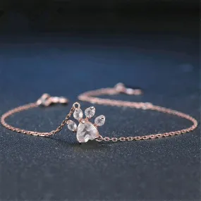 Dog Paw Cubic Zircon Rose Gold Bracelet