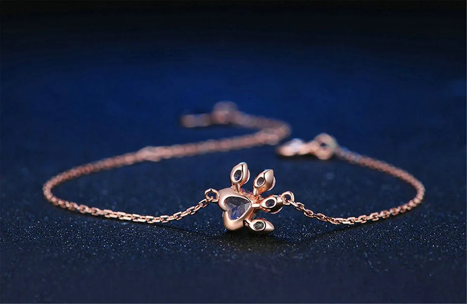 Dog Paw Cubic Zircon Rose Gold Bracelet