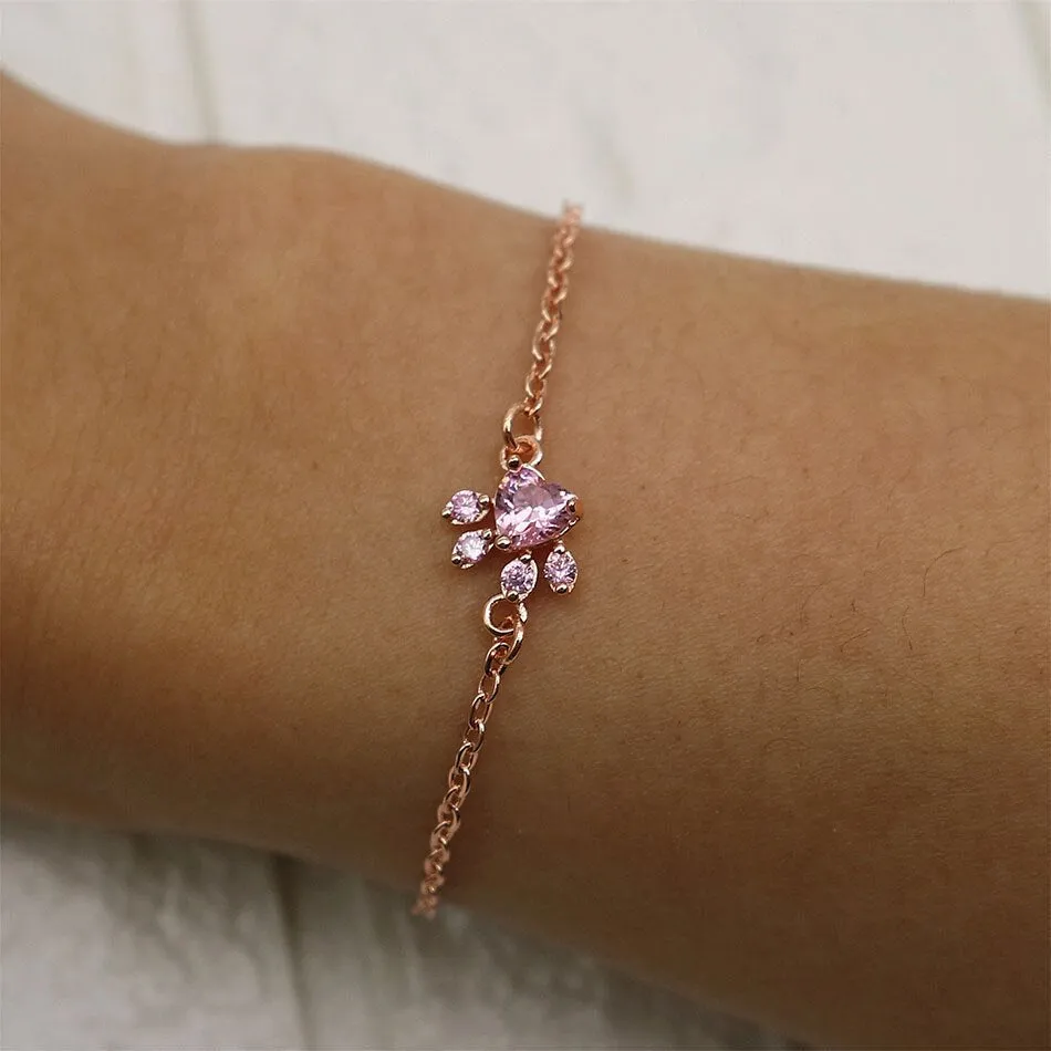 Dog Paw Cubic Zircon Rose Gold Bracelet