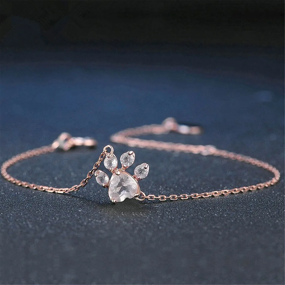 Dog Paw Cubic Zircon Rose Gold Bracelet