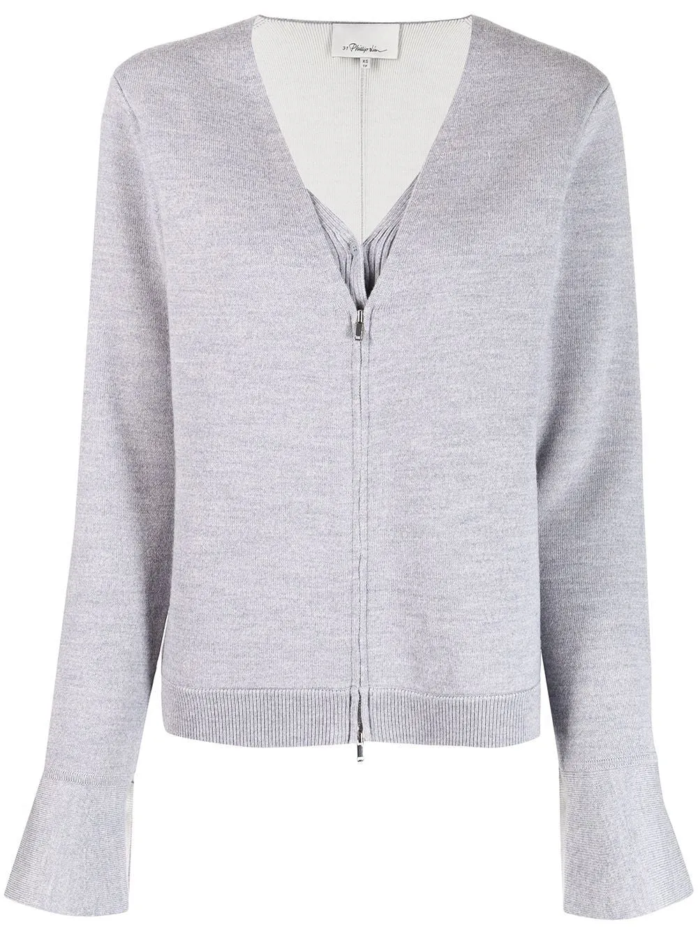 Double Face Wool Zip-Front Cardigan