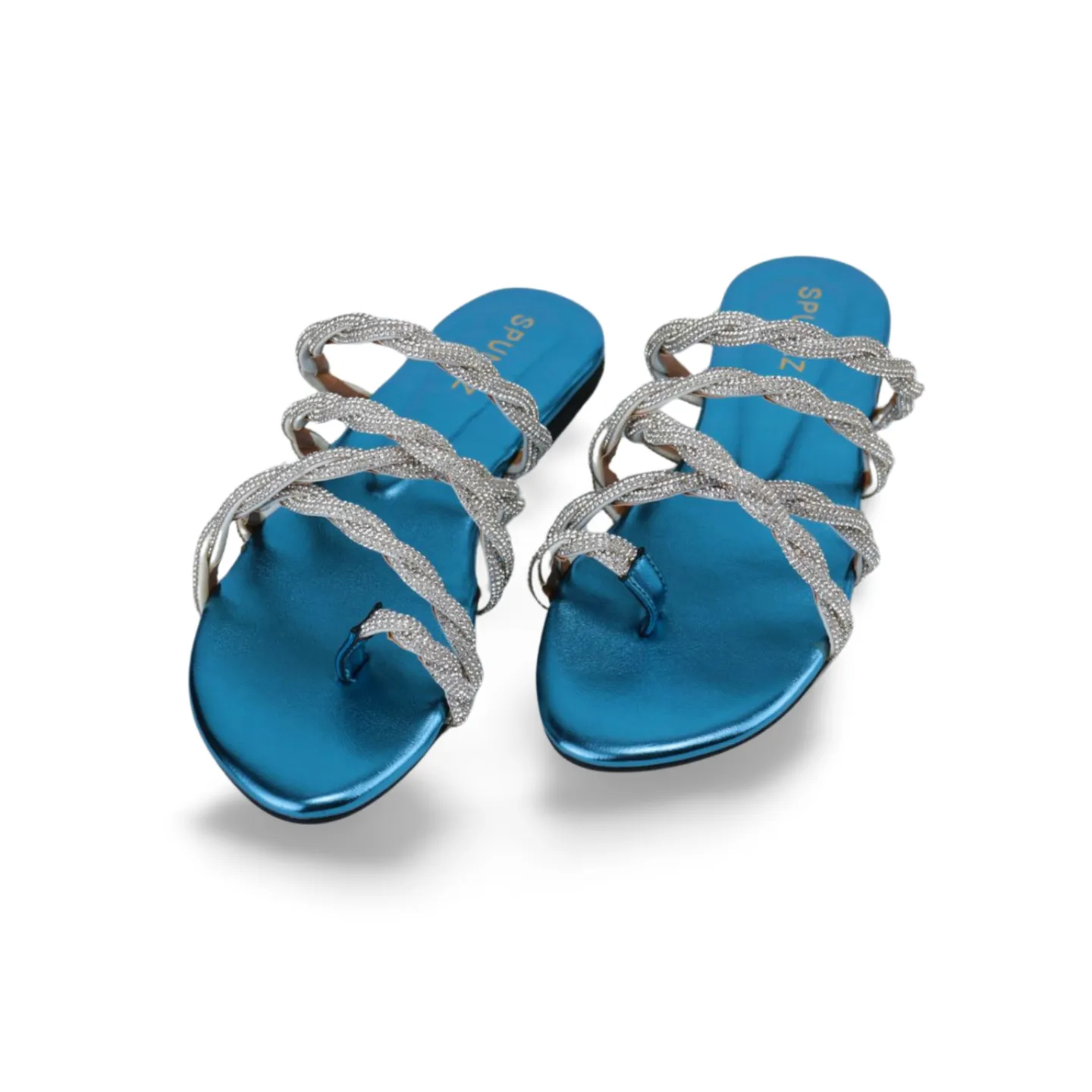 Elegant Women's Flat Sandal with Rhinestone Strap Embellishments