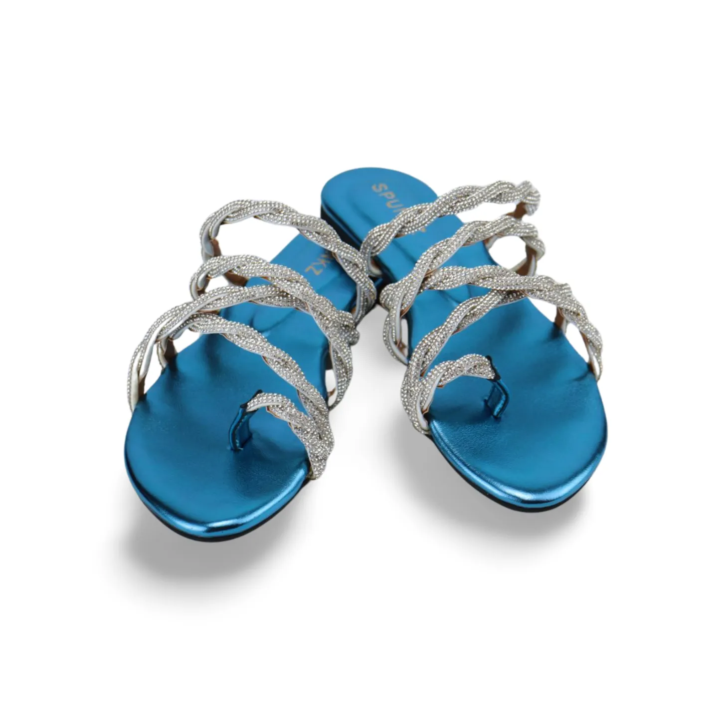 Elegant Women's Flat Sandal with Rhinestone Strap Embellishments