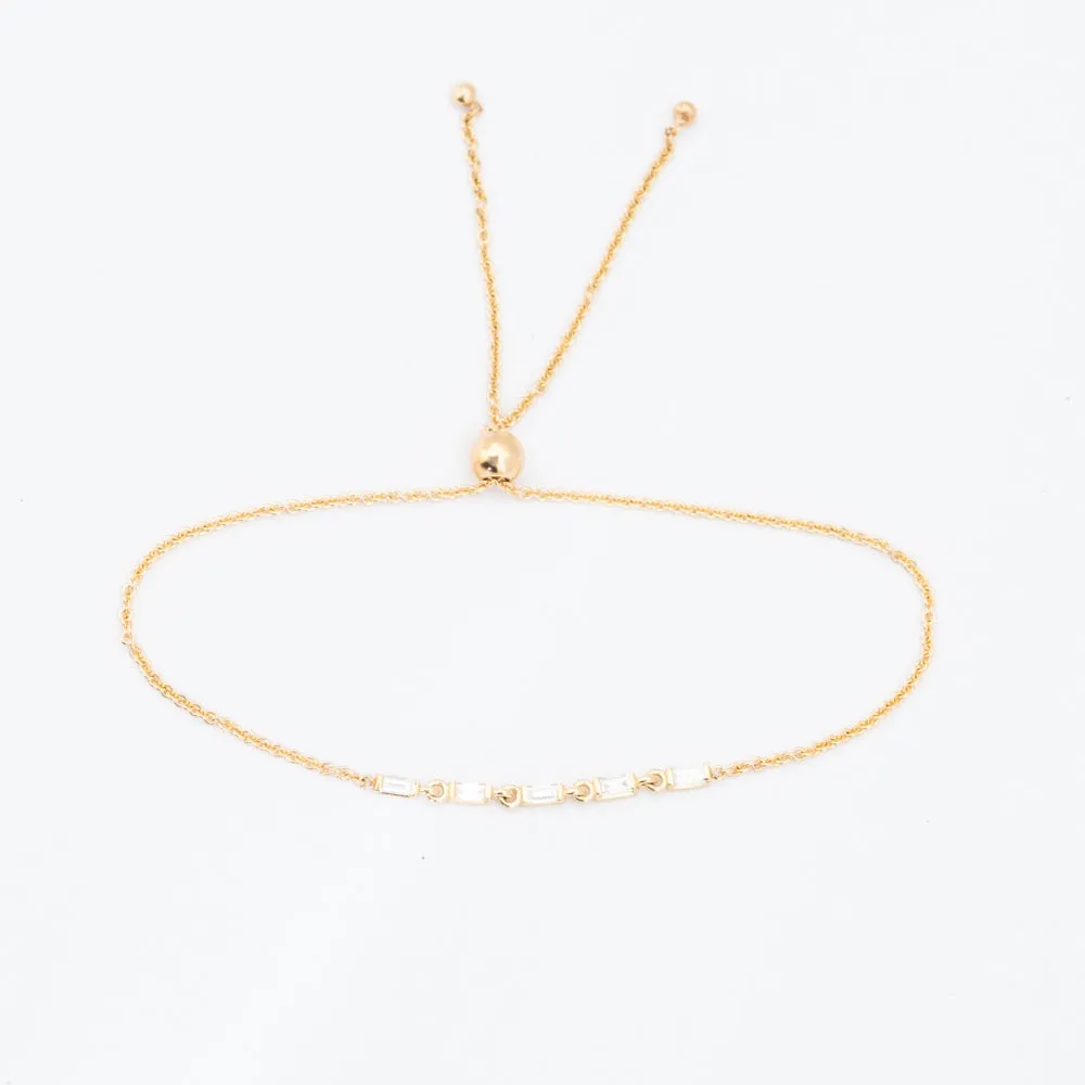 Five Linked Baguette Diamond Bolo Bracelet