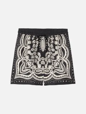 Frances Printed Silk Short in Ivory Bandana