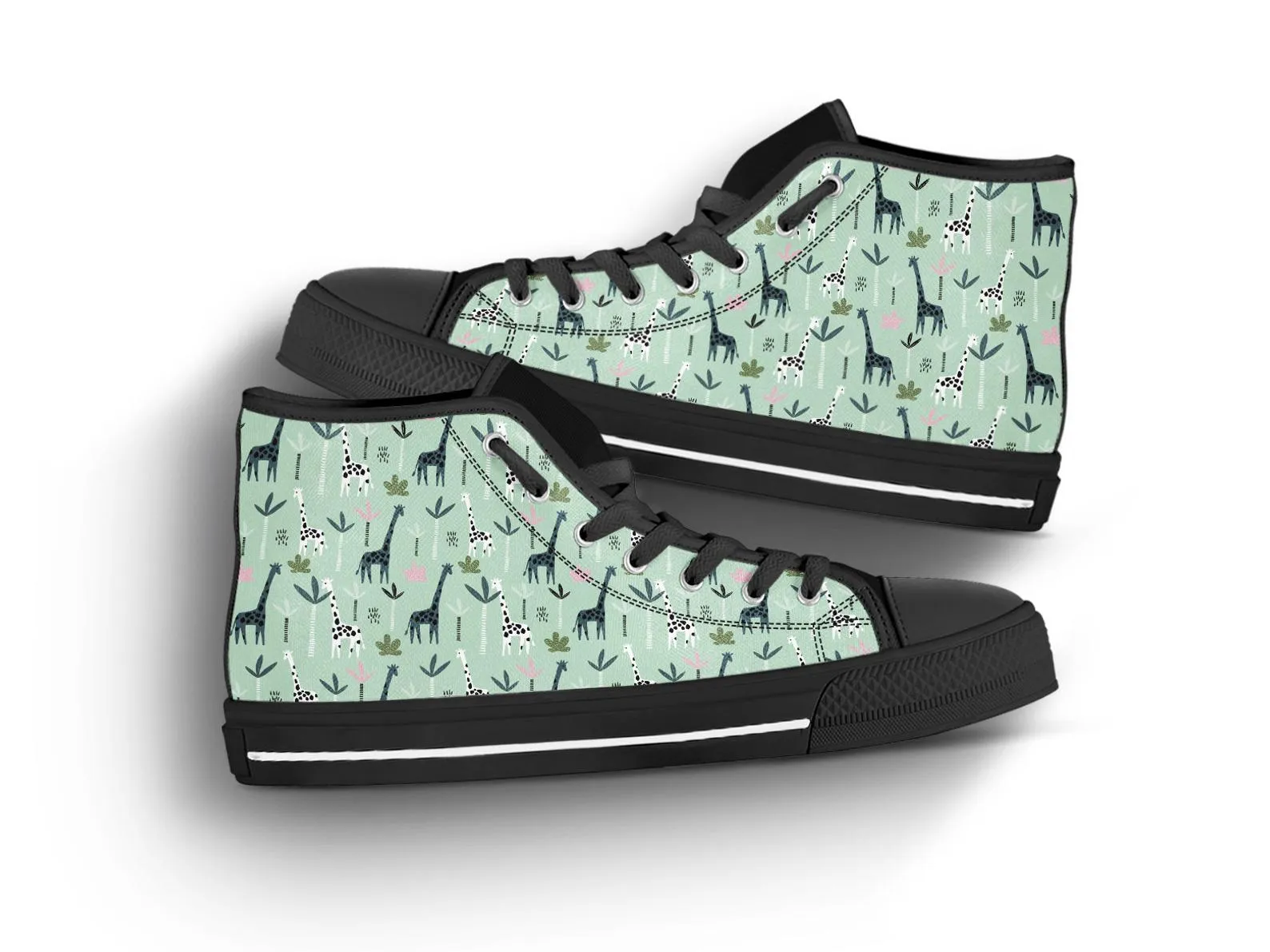 Green Giraffe Shoes Giraffe Sneakers Giraffe Cute Shoes Giraffe Lover Gifts Custom High Top Converse Style Sneakers For Adults Women & Men