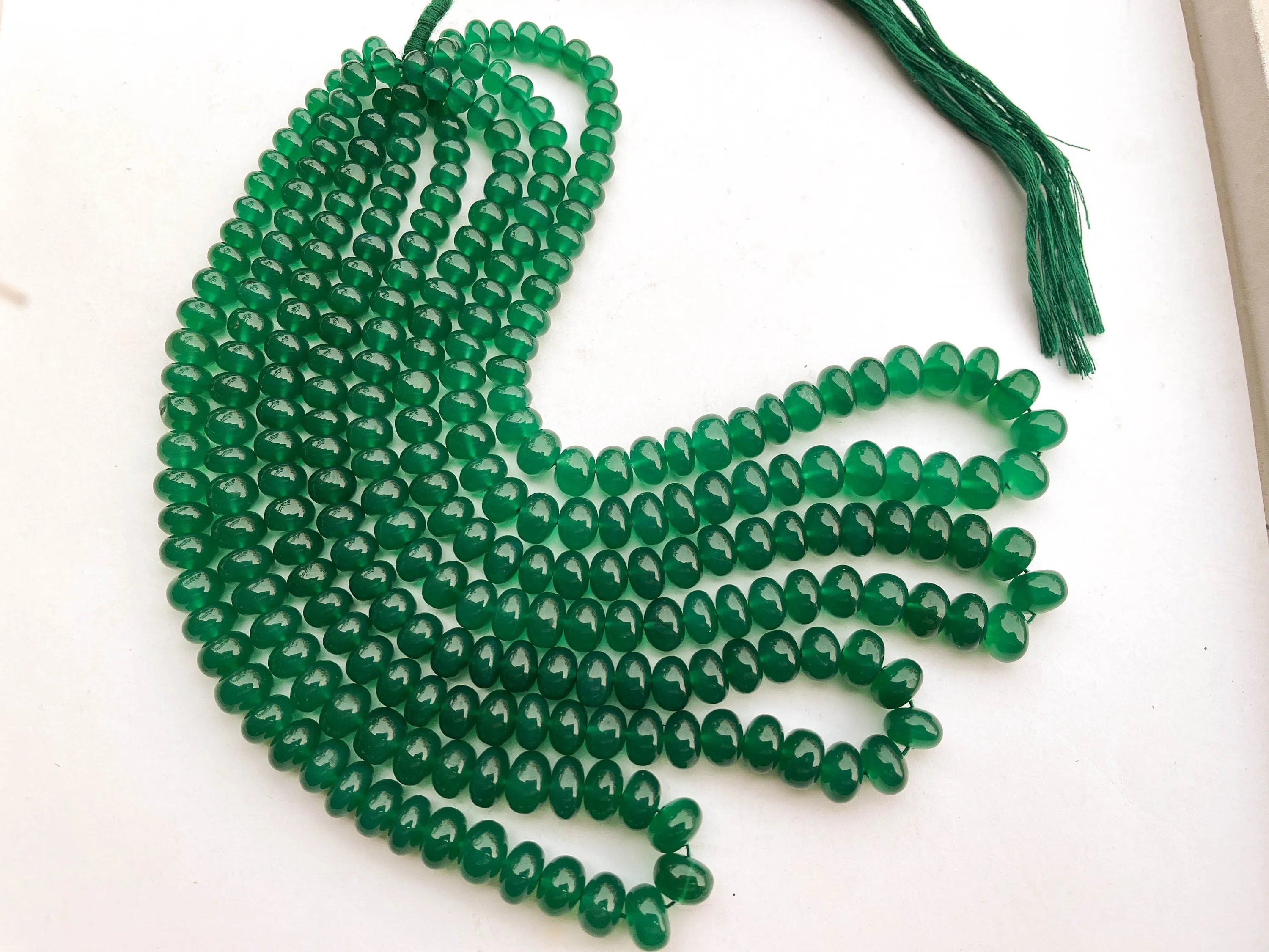 Green Onyx Smooth Rondelle Shape Beads, Green Onyx Smooth rondelle Beads, 7mm to 10mm, 16 Inch String, Green Onyx Beads