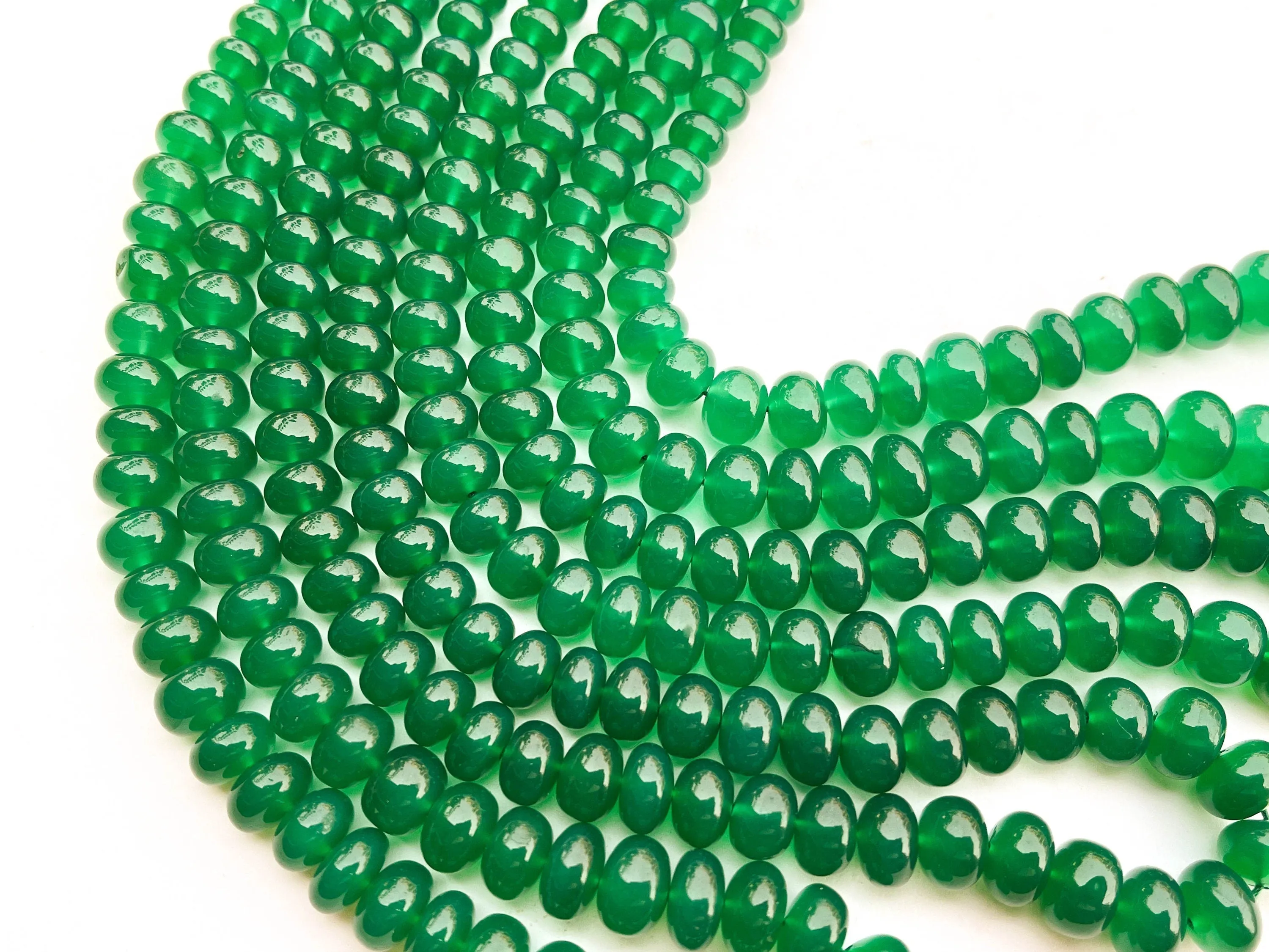 Green Onyx Smooth Rondelle Shape Beads, Green Onyx Smooth rondelle Beads, 7mm to 10mm, 16 Inch String, Green Onyx Beads