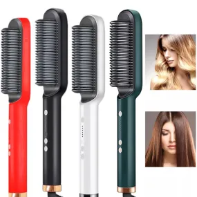 Hair Straightener Iron Brush Straight Hair Comb 2-in-1 Hair Straightener Curling Professional Styling Brush Hair Curler & Straightener For Women (random Color)