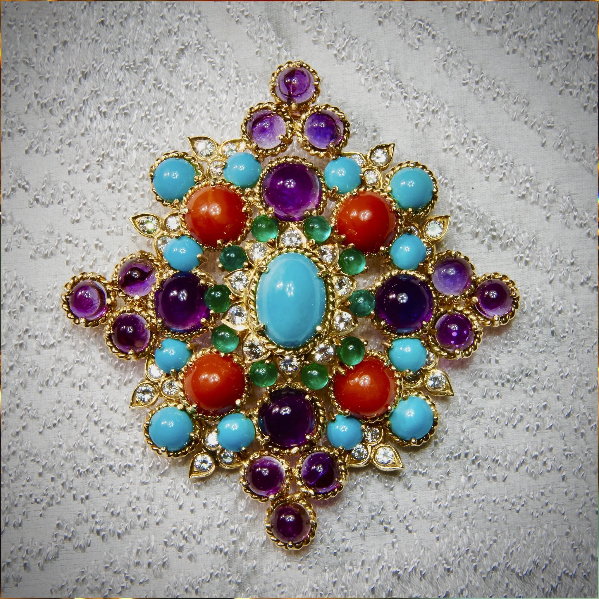 Henry Dunay Colorful Multi-Gemstone Brooch