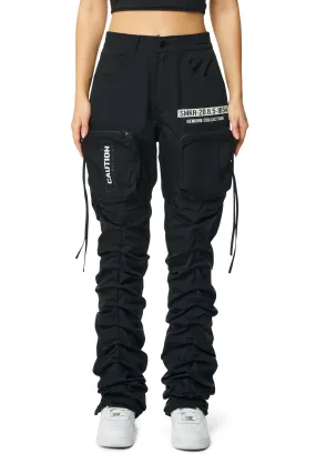 High Rise Utility Stacked Pants - Black