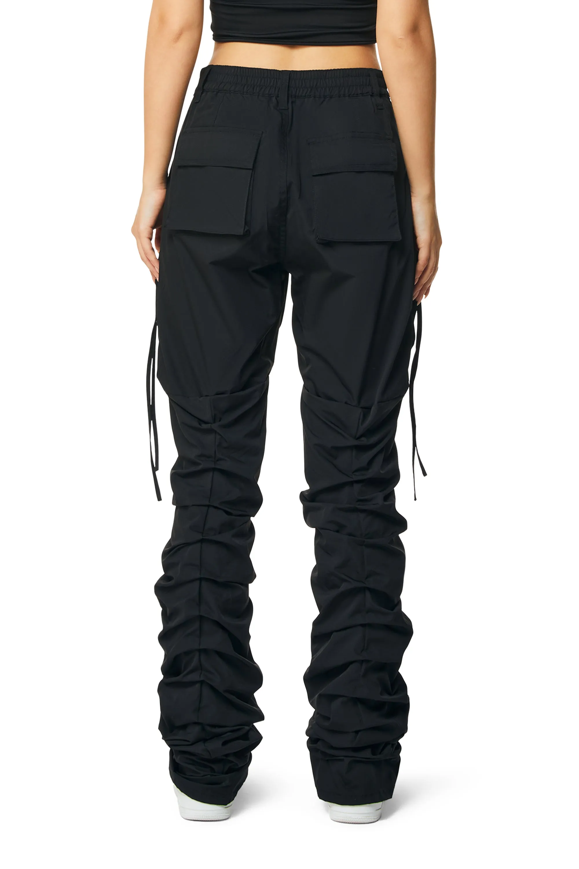 High Rise Utility Stacked Pants - Black