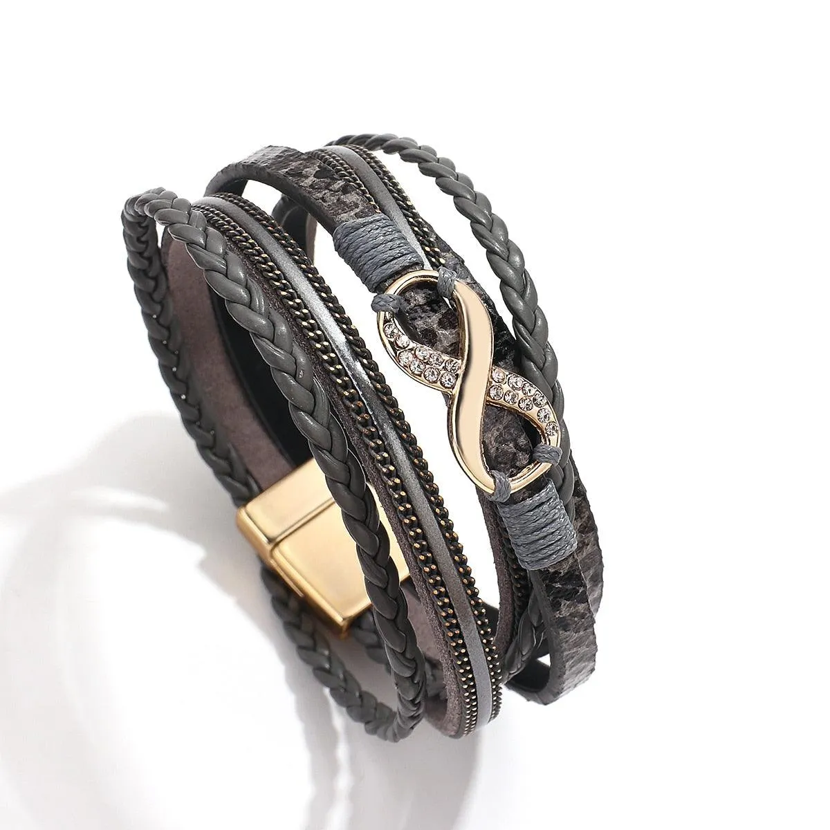 'Infinity' Charm Wrap Bracelet - grey