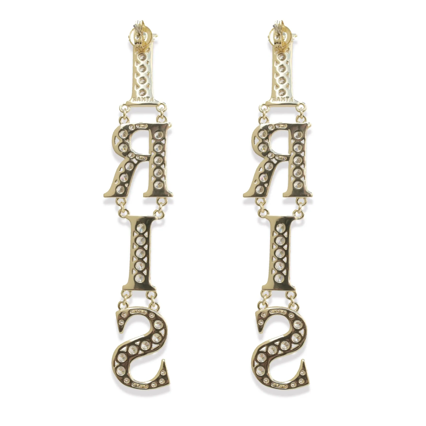 Iris CZ Letters Statement Earrings