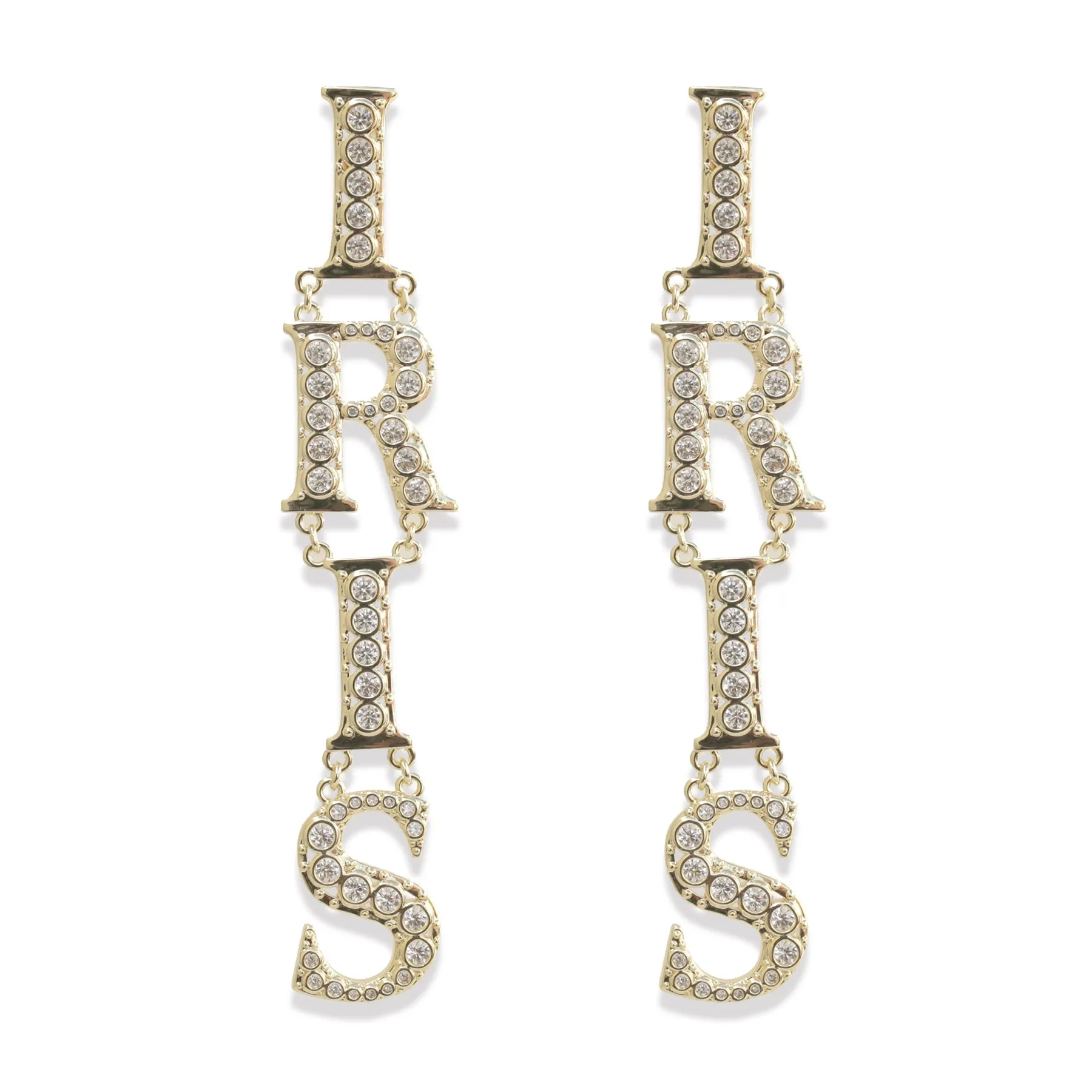 Iris CZ Letters Statement Earrings