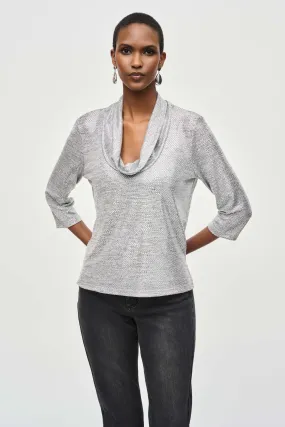 Joseph Ribkoff Foiled Knit Cowl Collar Top - Style 243167