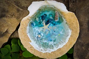 Keepsake Resin Half-Shell Ocean Diorama with Cremation Ash