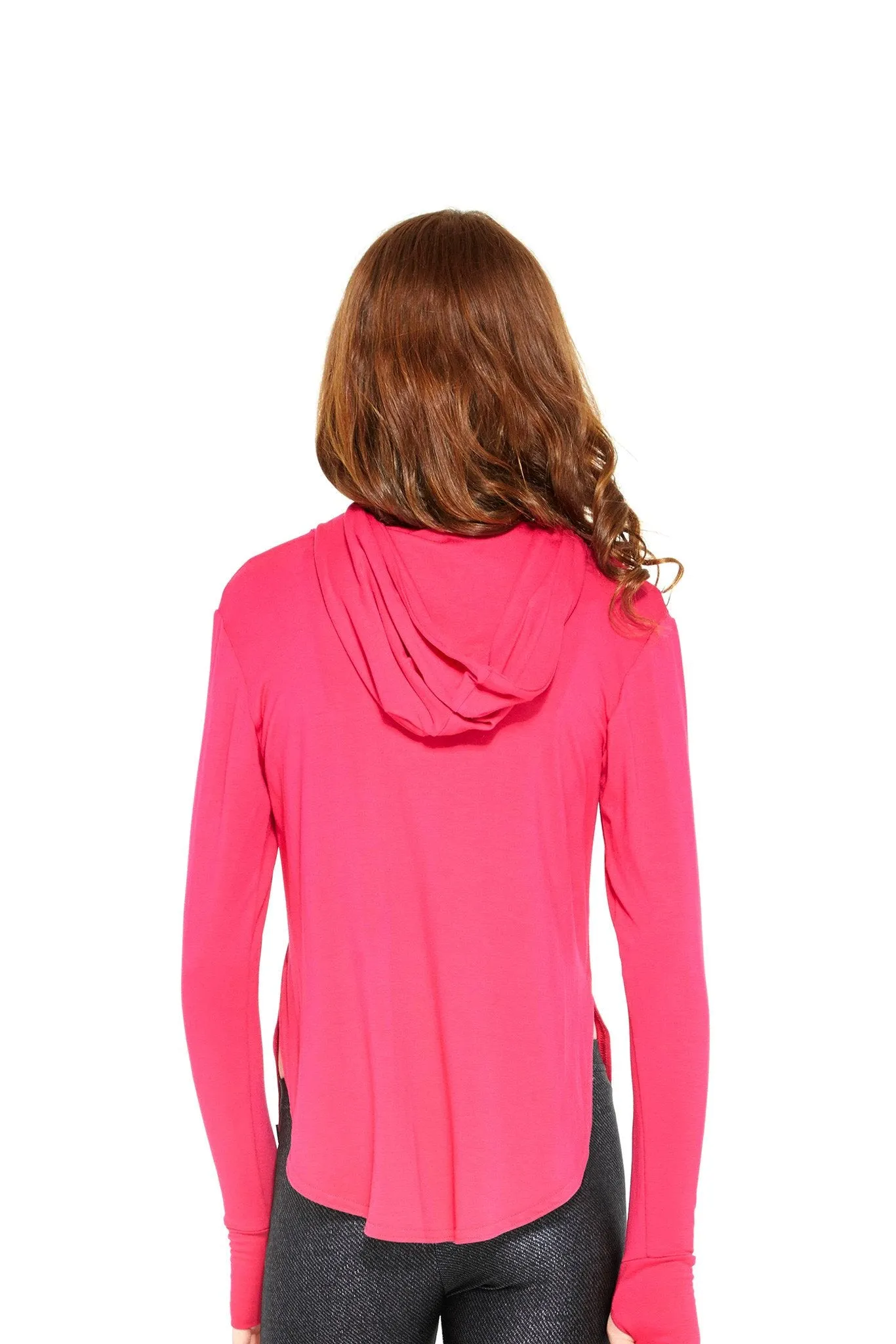 Kids Hooded Long Sleeve in Hot Pink