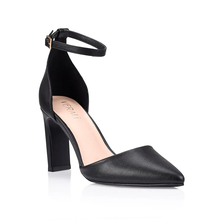 Kitra Closed Toe Heels  - Black Smooth