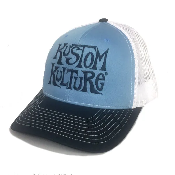 KUSTOM KULTURE - SNAP BACK TRUCKER HAT NAVY/LIGHT BLUE/WHITE