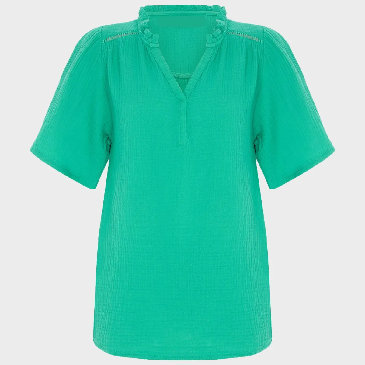 Ladies Double Cloth V-Neck Blouse