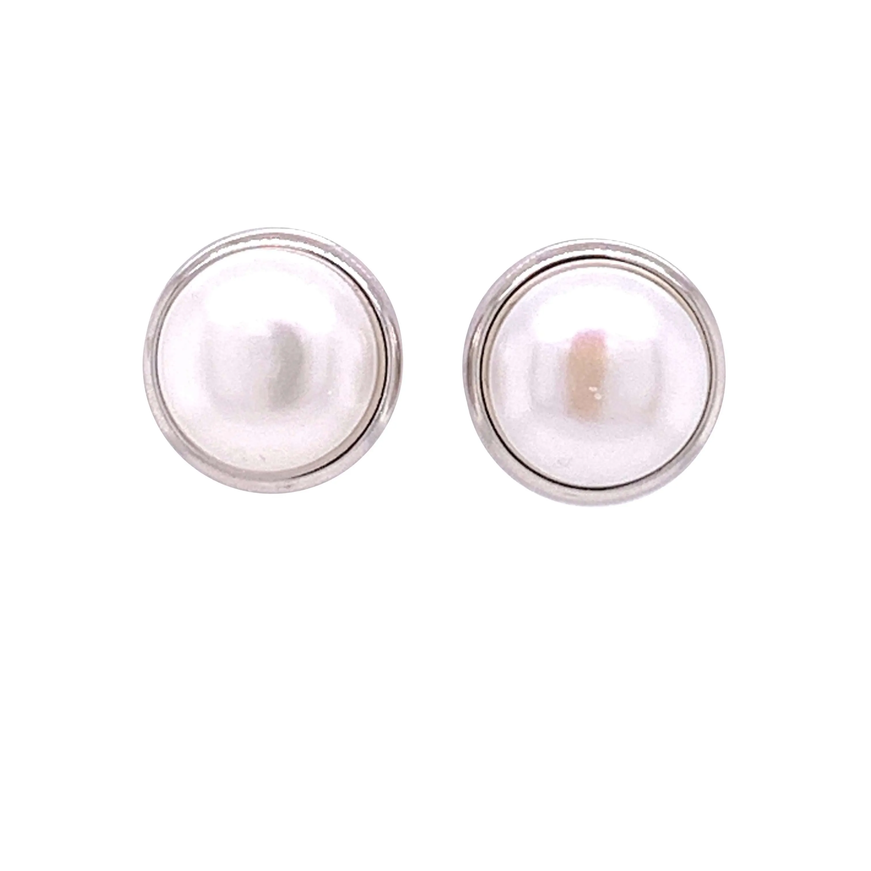 Large Pearl Earrings with Metal Halo