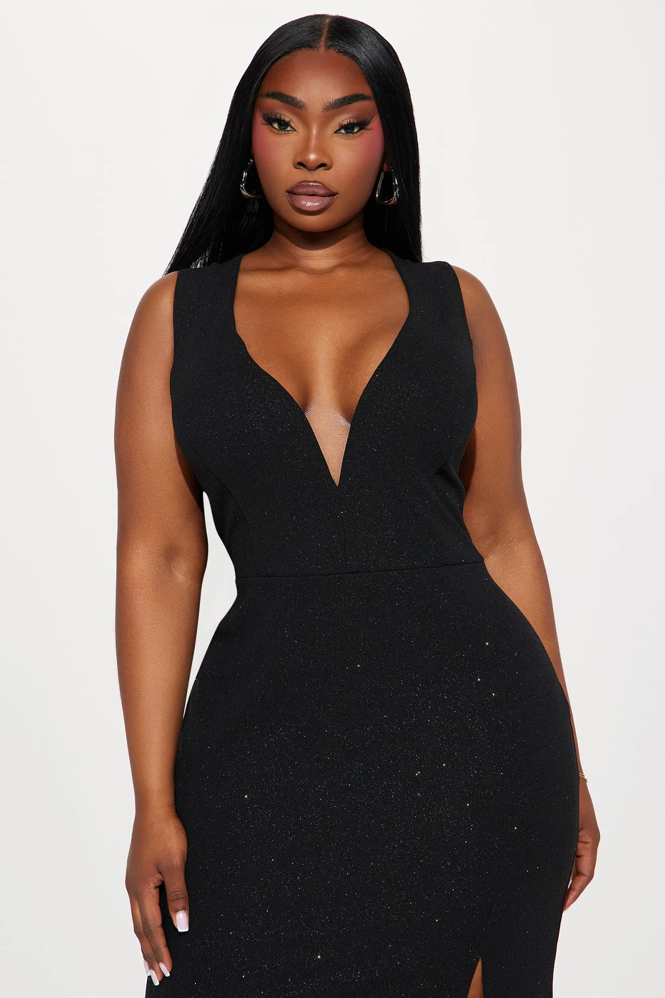 Lisa Glitter Maxi Dress - Black