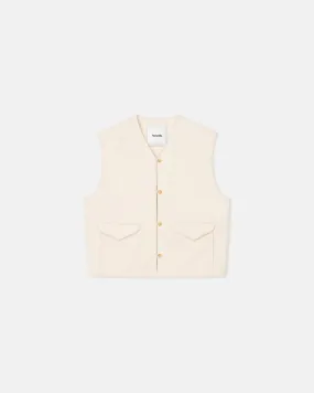 Maie - Quilted Heavy Poplin Vest - Creme