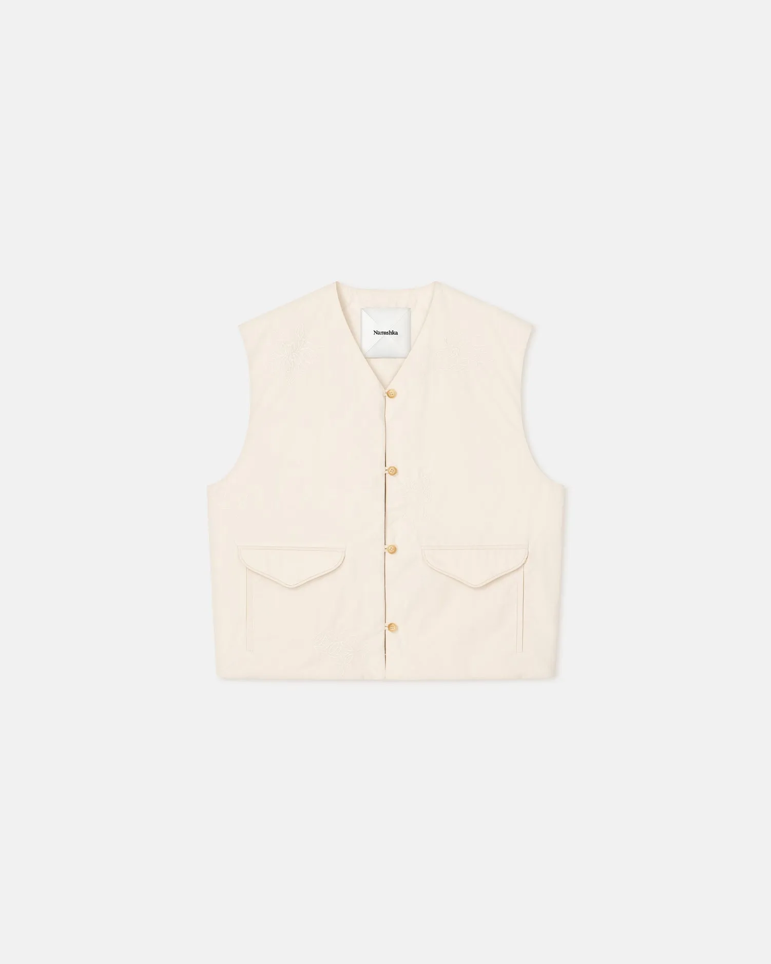 Maie - Quilted Heavy Poplin Vest - Creme