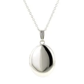 Medium Smooth Oval White Gold Locket