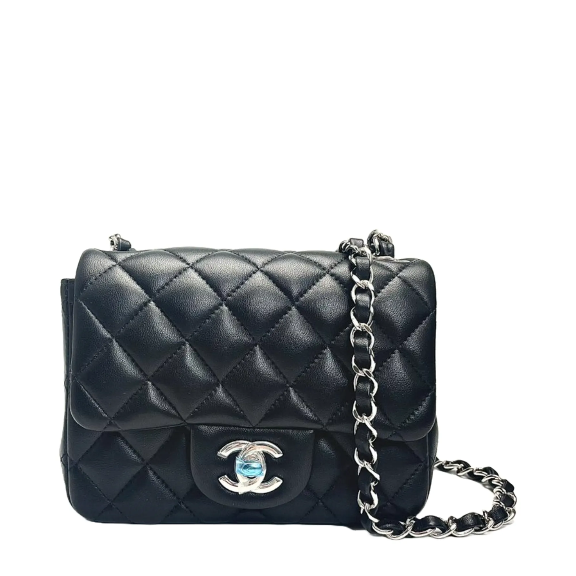 Mini Square Black Lambskin SHW (Cash Price in Description)