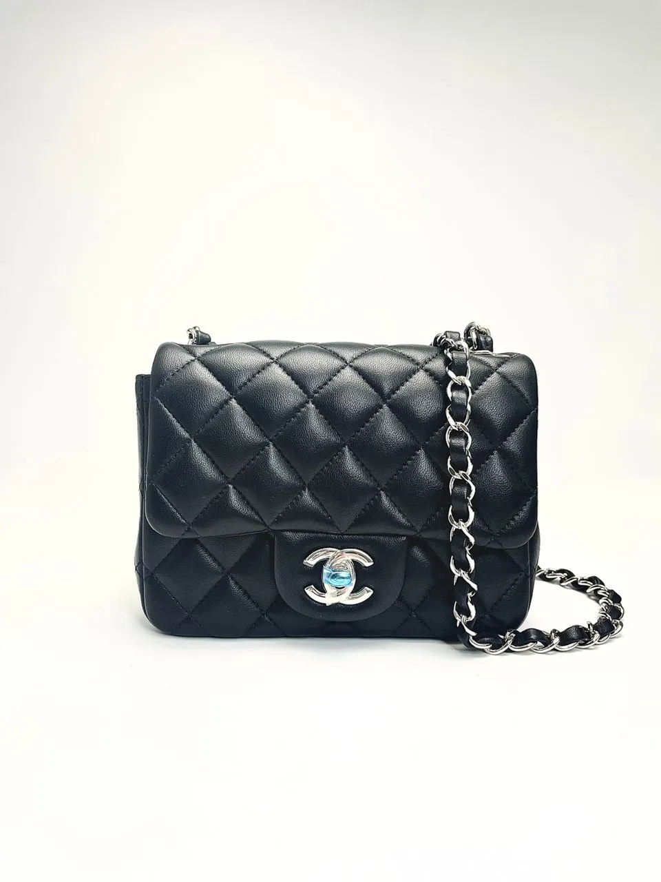 Mini Square Black Lambskin SHW (Cash Price in Description)