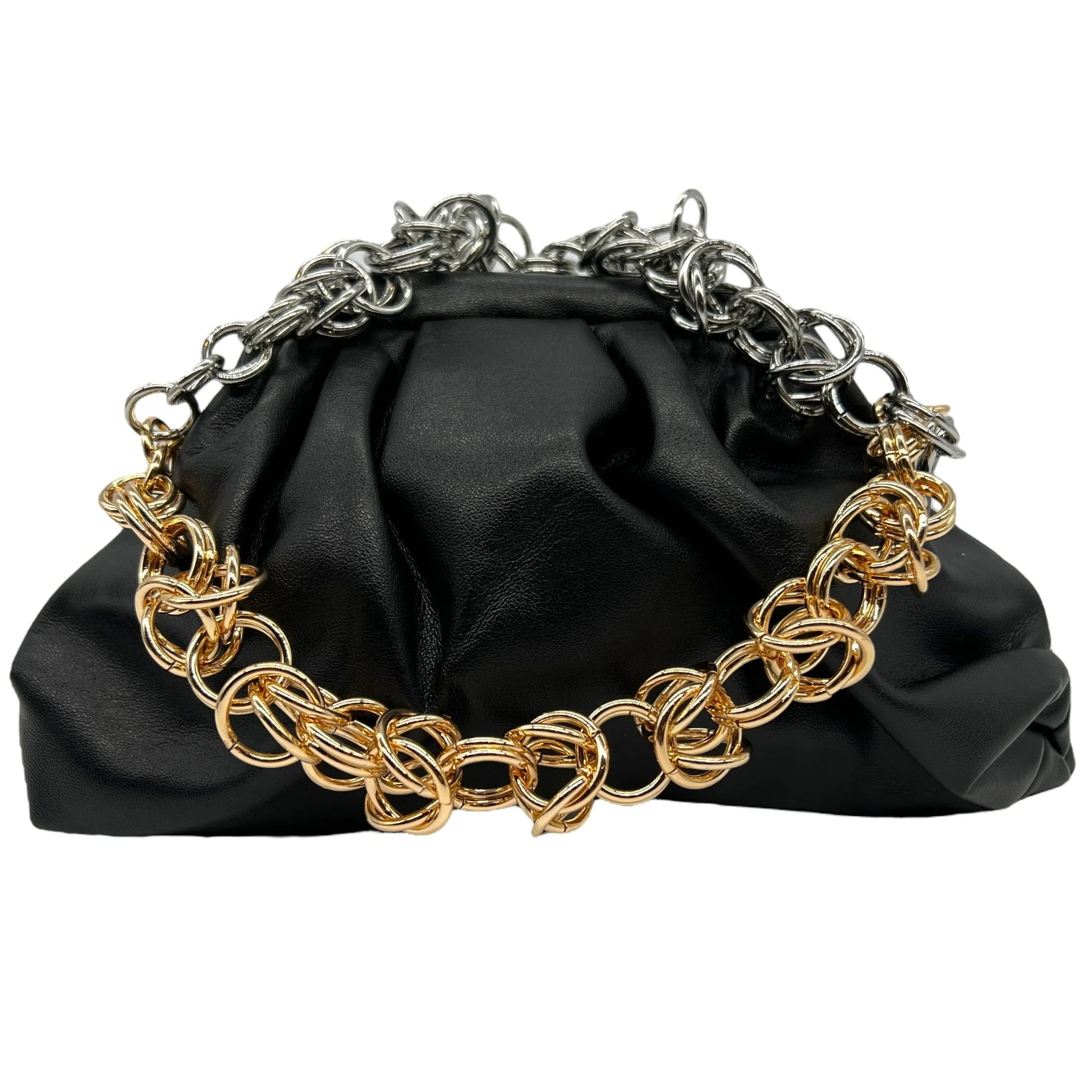 MODA LUXE Vegan Double Chain Convertible Clutch - Black New w/Tags