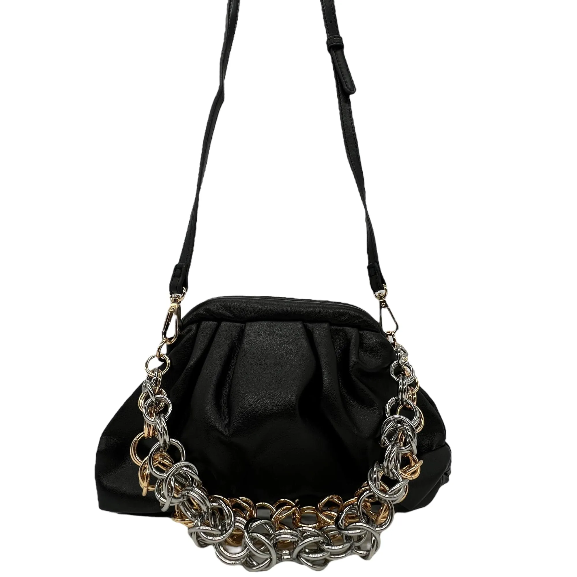 MODA LUXE Vegan Double Chain Convertible Clutch - Black New w/Tags