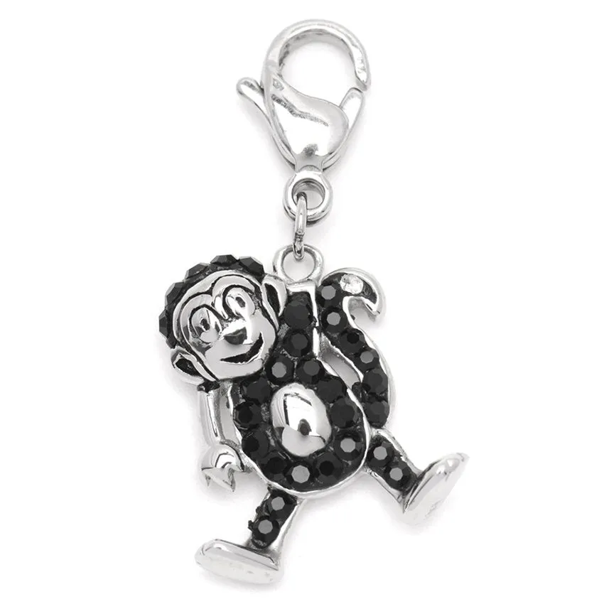 Monkey with Black Zirconia Charm