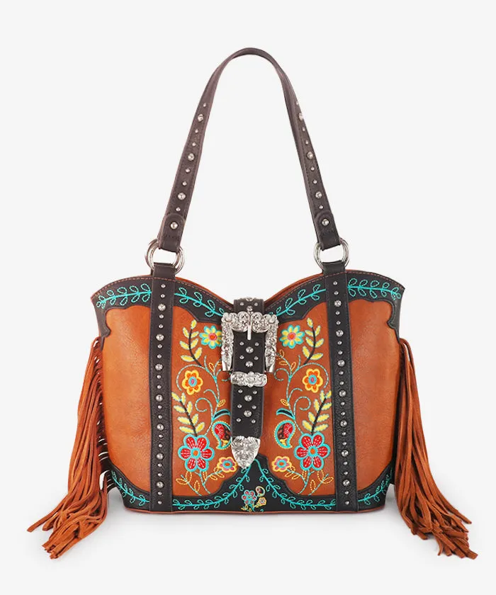 Montana West Floral Embroidered Concealed Carry Tote