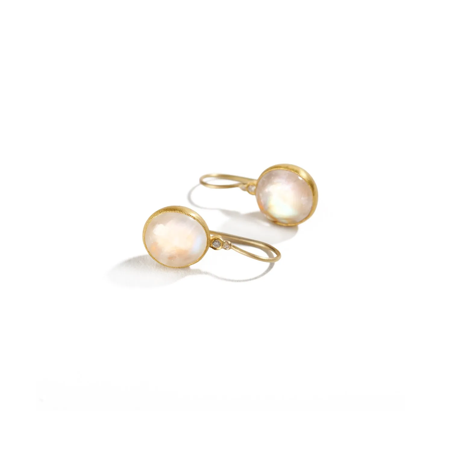 Moonstone and Diamond Earrings