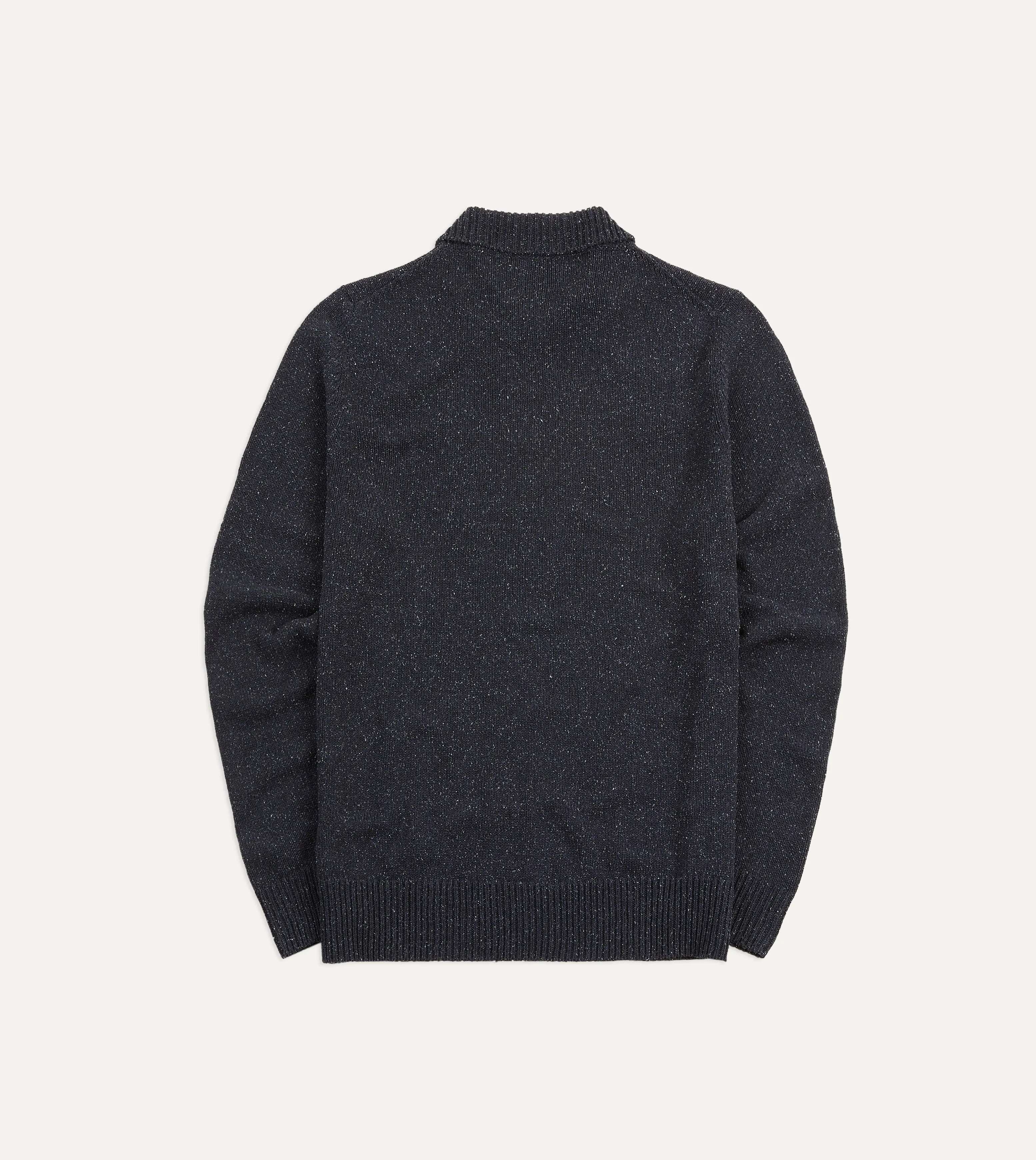 Navy Flecked Silk Ribbed Integral Collar Jumper