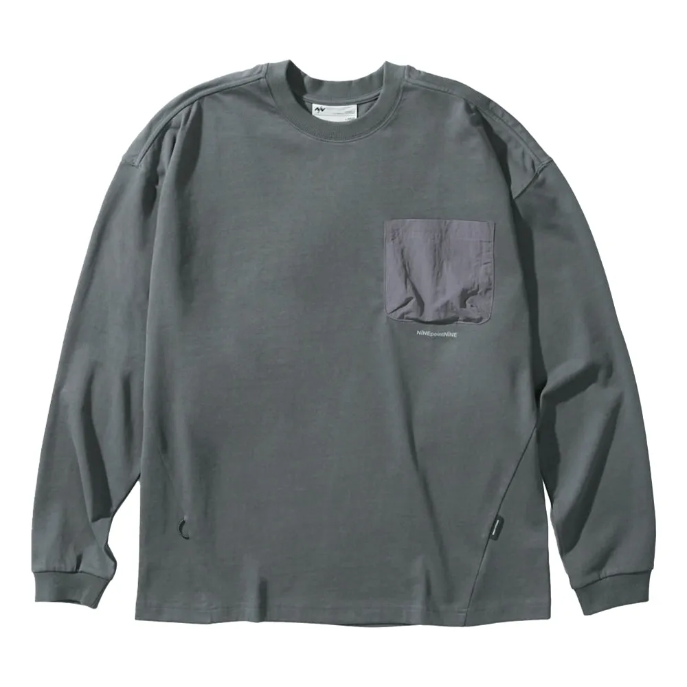 NINE POINT NINE ELEMENT POCKET LONG SLEEVES TEE-GREY