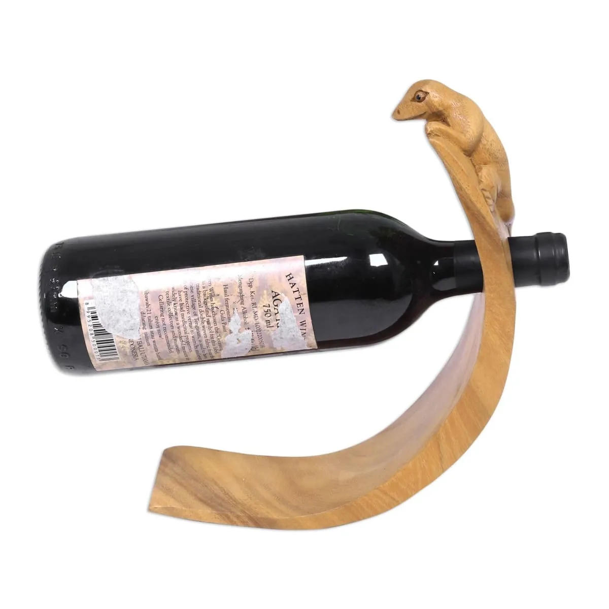 Novica Brown Balinese Lizard Wood Wine Bottle Holder