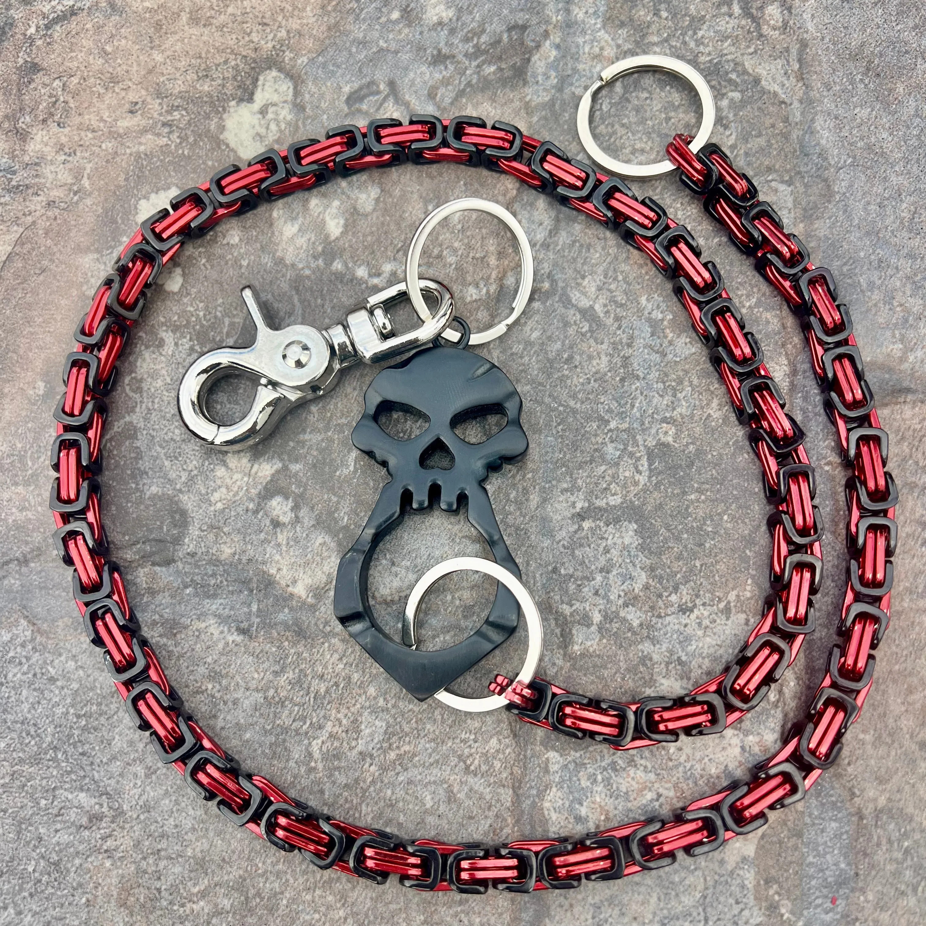 One Finger Ring Black Wallet Chain - Black & Red Daytona Deluxe - WC046D