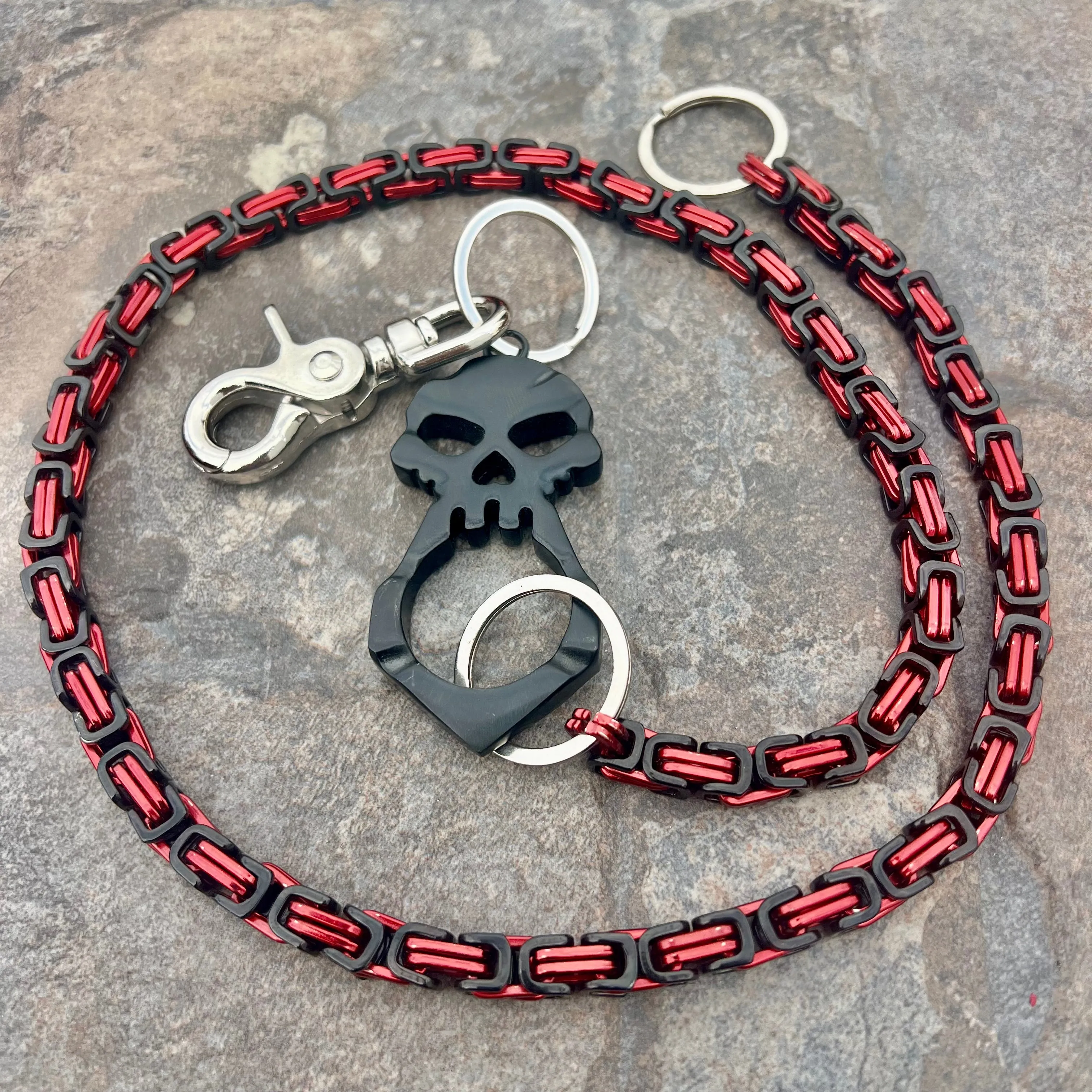 One Finger Ring Black Wallet Chain - Black & Red Daytona Deluxe - WC046D