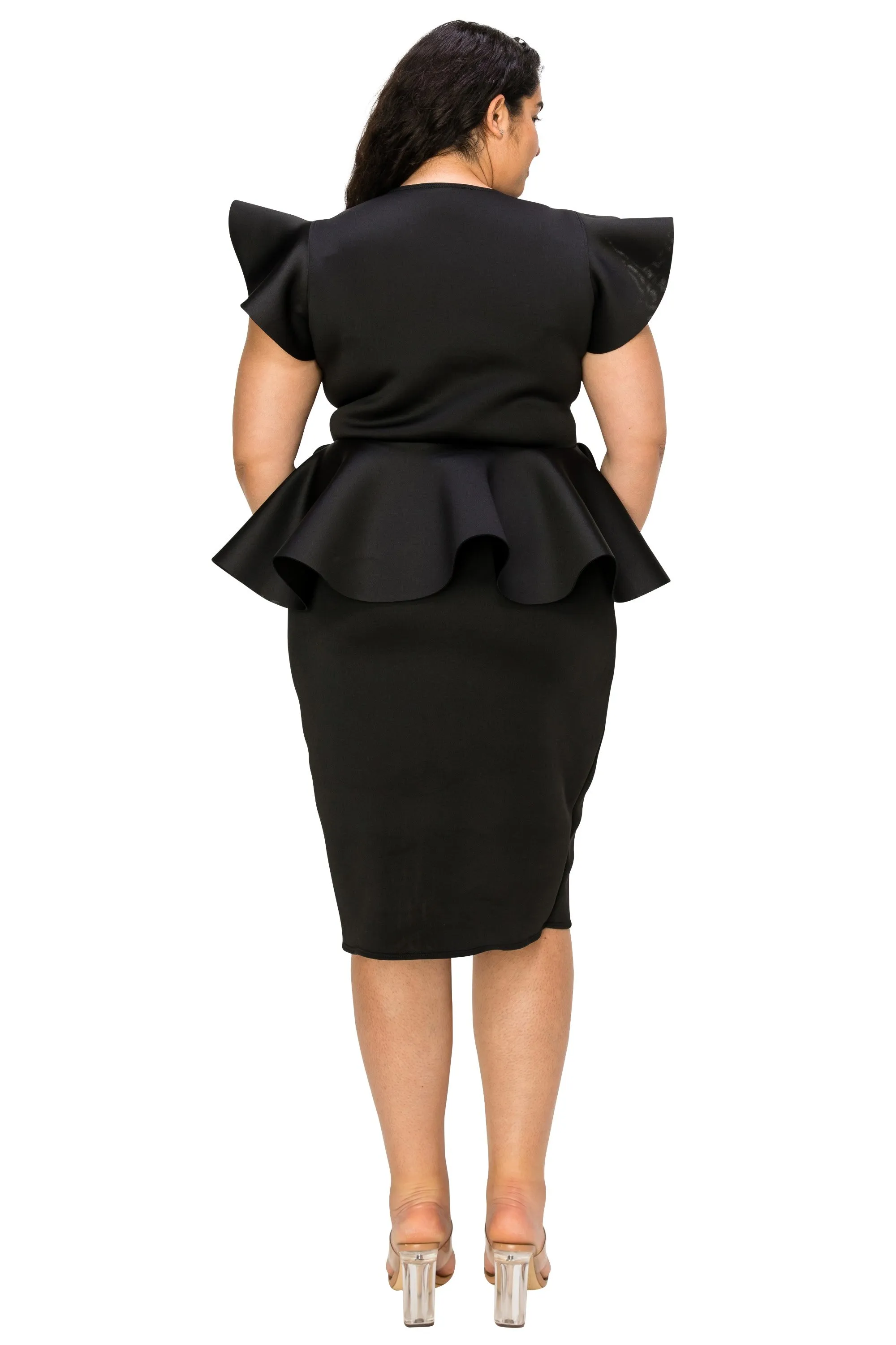 Onyx Neoprene Peplum Dress