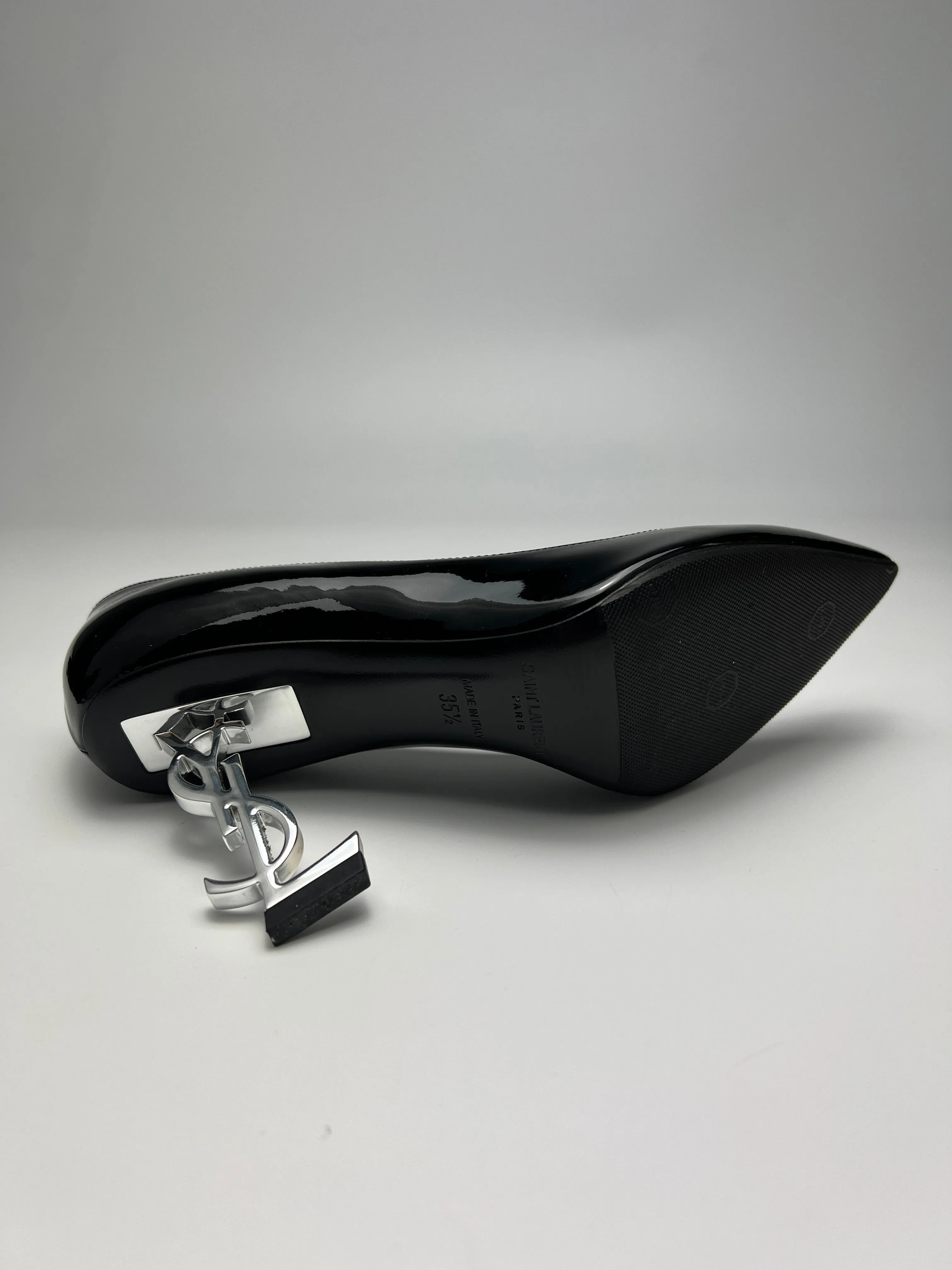 Opyum 85 Black Patent with Nickel Palladium Hardware Pumps