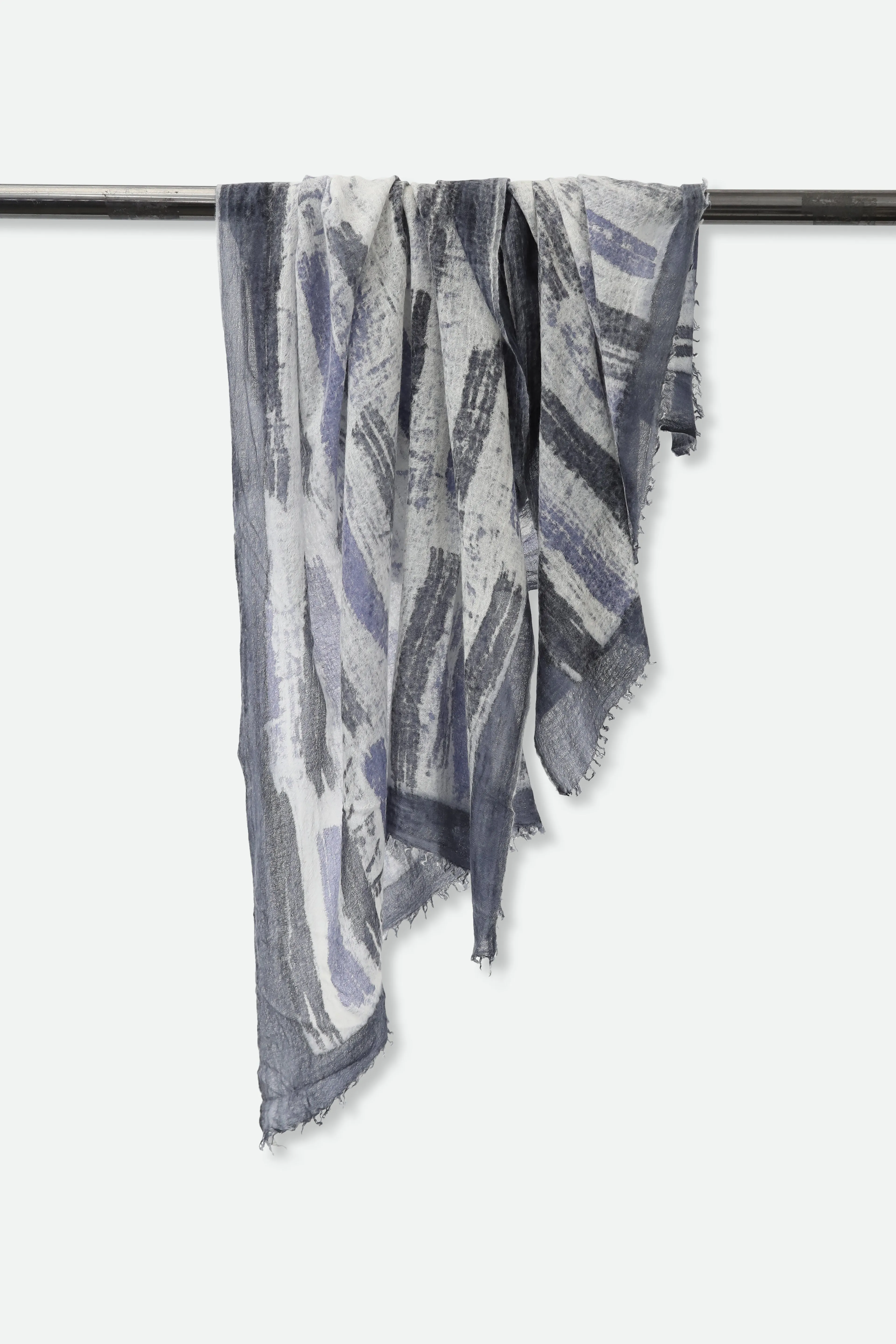 PAINTED NORDIC BLUE SCARF IN HAND DYED CASHMERE