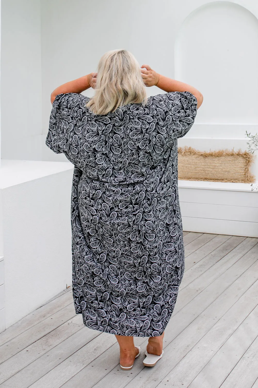 Paisley Shimmer Maxi Kaftan Dress