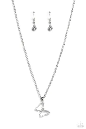 Paparazzi Butterfly Lullaby White Necklace & Earring Set