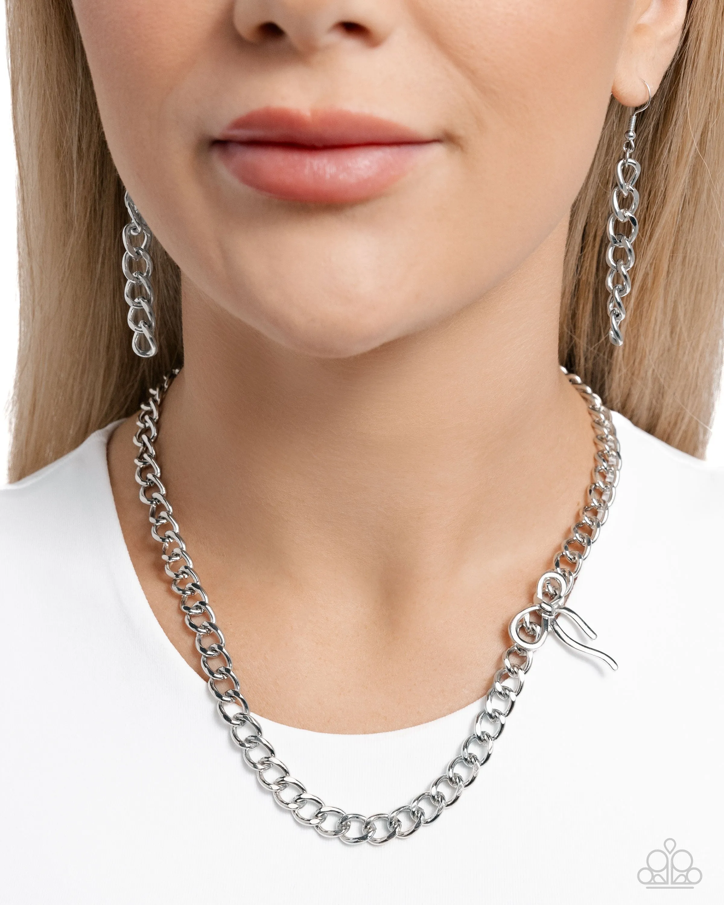 Paparazzi Leading Loops Silver Necklace & Earring Set